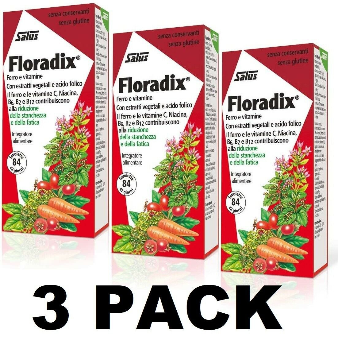 Floradix Iron Supplement Tablets 84 Tablets (PACK OF 3) From UK