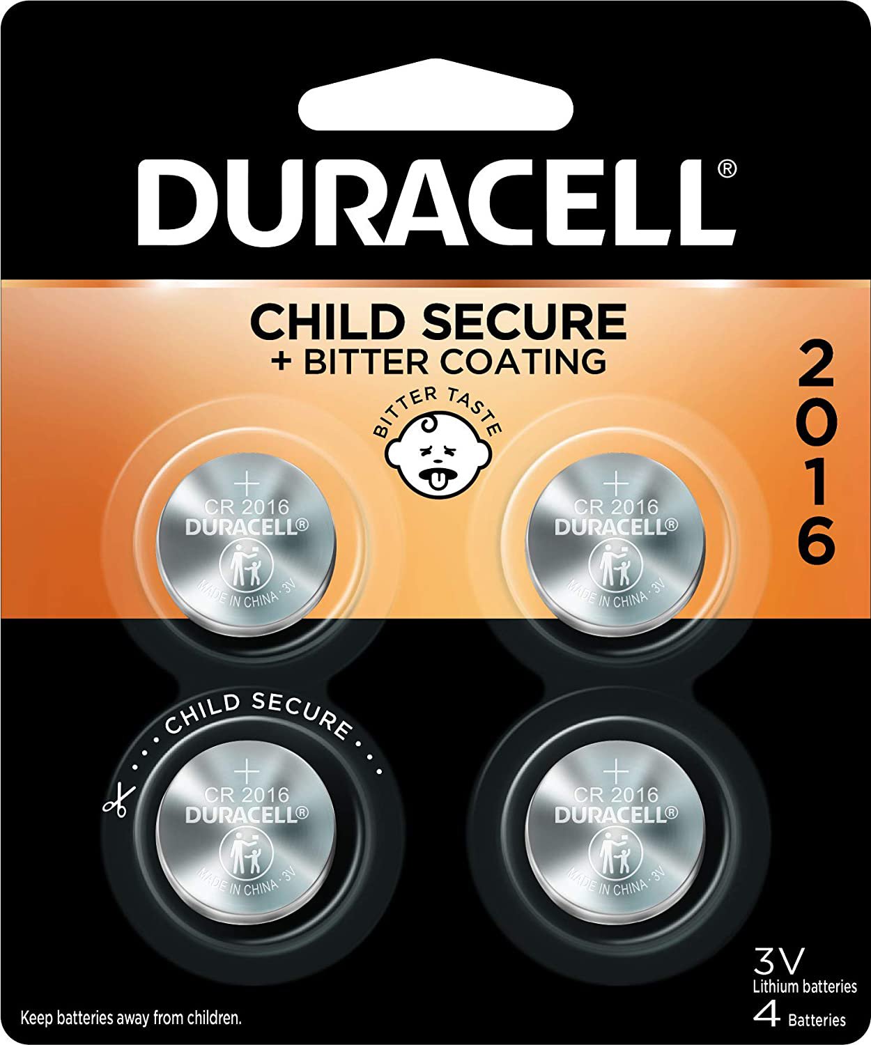 Duracell - 2016 3V Lithium Coin Battery- 4 count