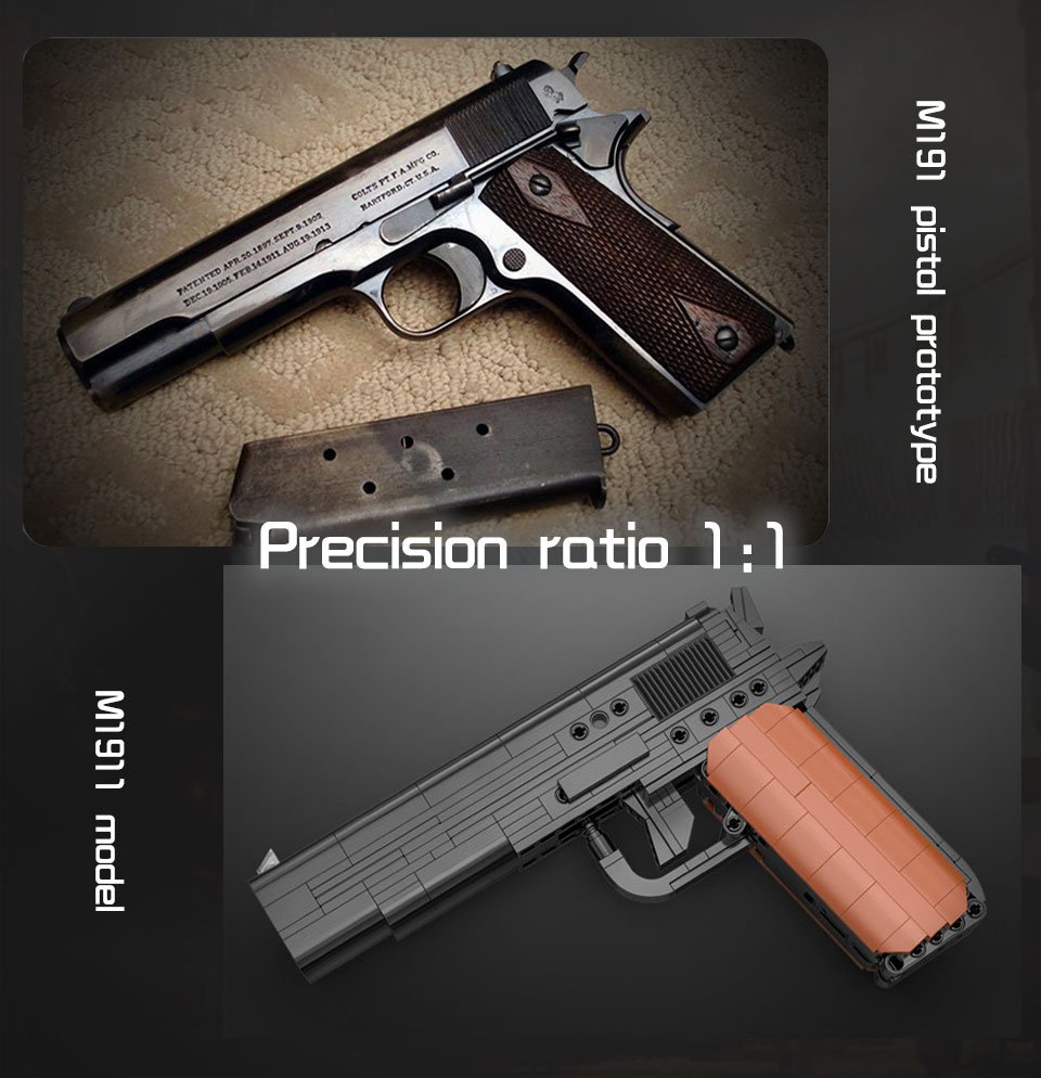 M1911 Gun Building Blocks PUBGS Automatic Pistol MOC SWAT Pistols Model Bricks City Shootable