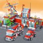 774pcs City Fire Station  Building Blocks Car Helicopter  Firefighter Man Truck Enlighten Bricks