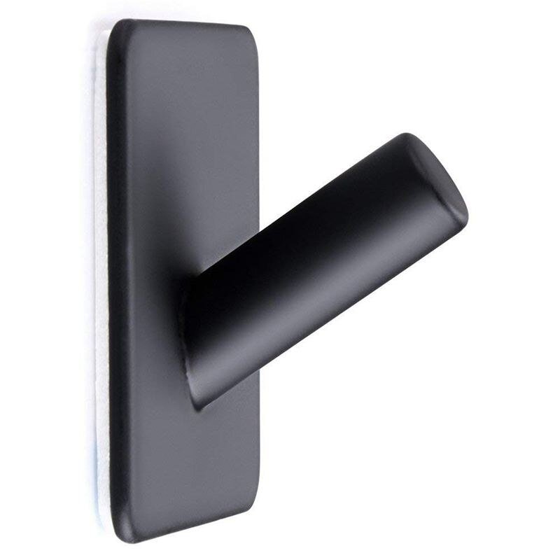 4 Hooks Set Stainless Steel Coat Hanger Black Towel Hook Rack Rail,Self Adhesive Hooks