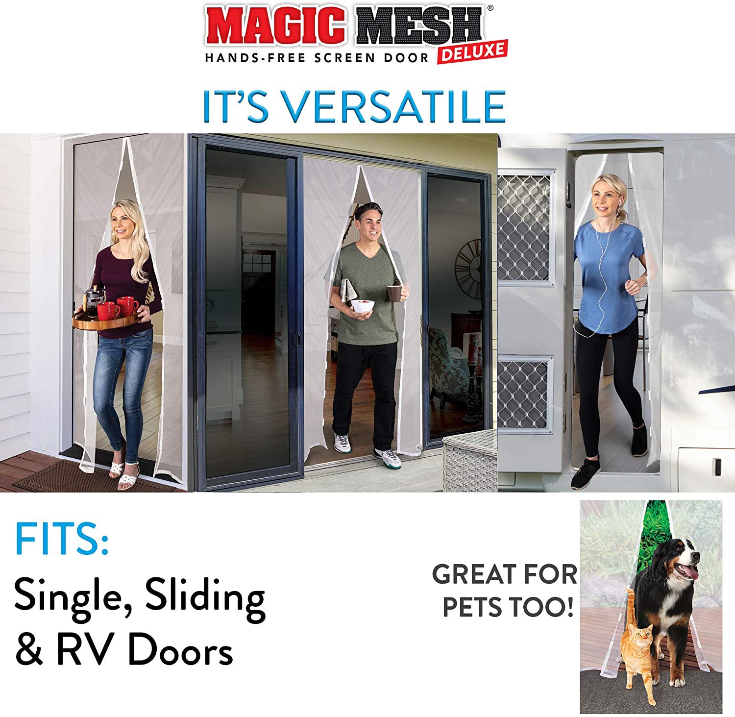 Magic Mesh e White Hands Free Screen Door, Keeps Bugs Out