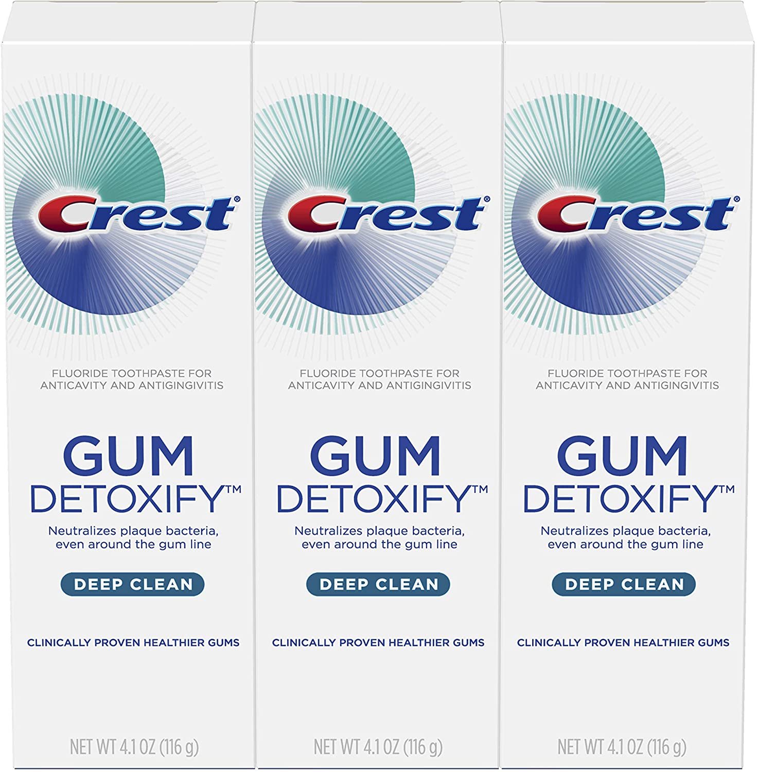 3 X Crest Toothpaste Gum Detoxify Deep Clean, 4.1oz