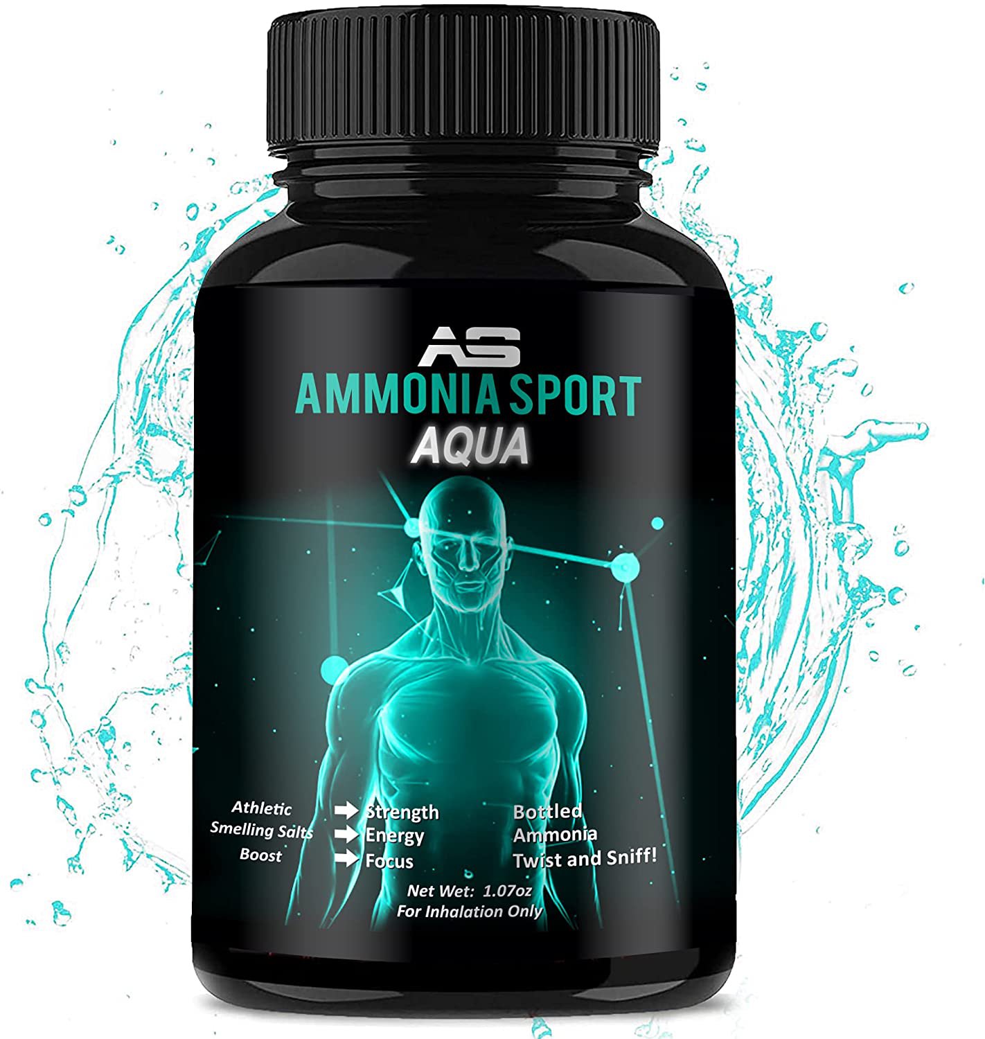 Athletic Smelling Salts - Aqua - Twist & Sniff! - Pre-Activated with 100's of Uses Per Bottle