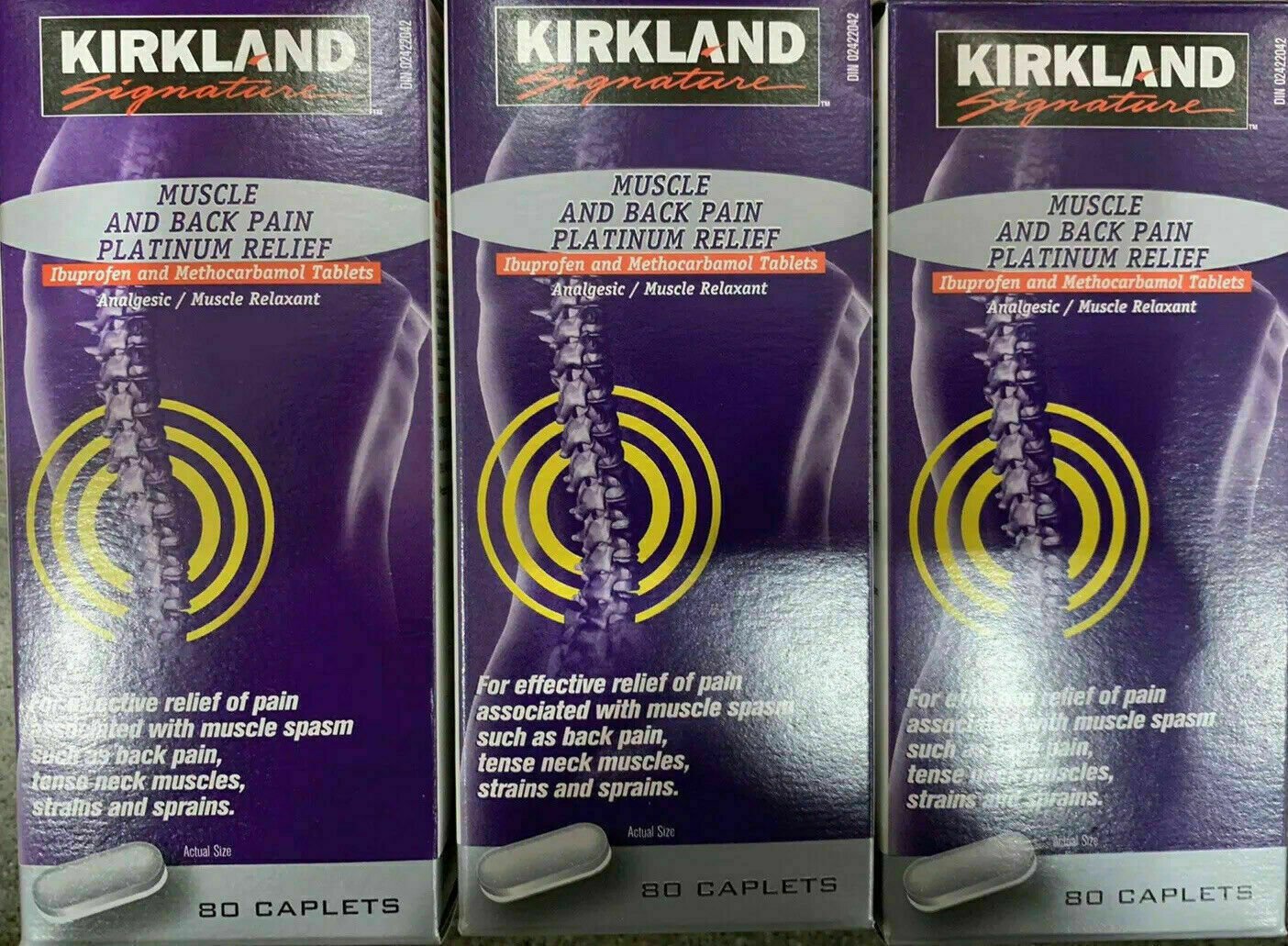 3x Kirkland Extra Strength Muscle & Back Pain Relief 80 Caps 240 Total