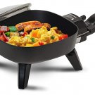 Personal Stir Fry Griddle Pan, Rapid Heat Up, 600 Watts, Glass Lid Cooking Skillet