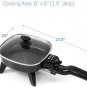 Personal Stir Fry Griddle Pan, Rapid Heat Up, 600 Watts, Glass Lid Cooking Skillet