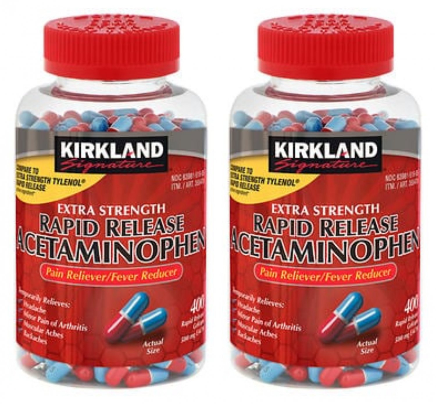 2 X Kirkland Rapid Release Acetaminophen 500 mg 400 Gelcaps Compare