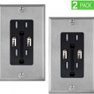 Black USB Outlet Receptacle, 2 Pack SZICT High Speed Black Charger Outlet, 4.2 A