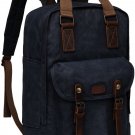 Navy Canvas Laptop Backpack,  Waxed Canvas Anti-theft Backpack for Men