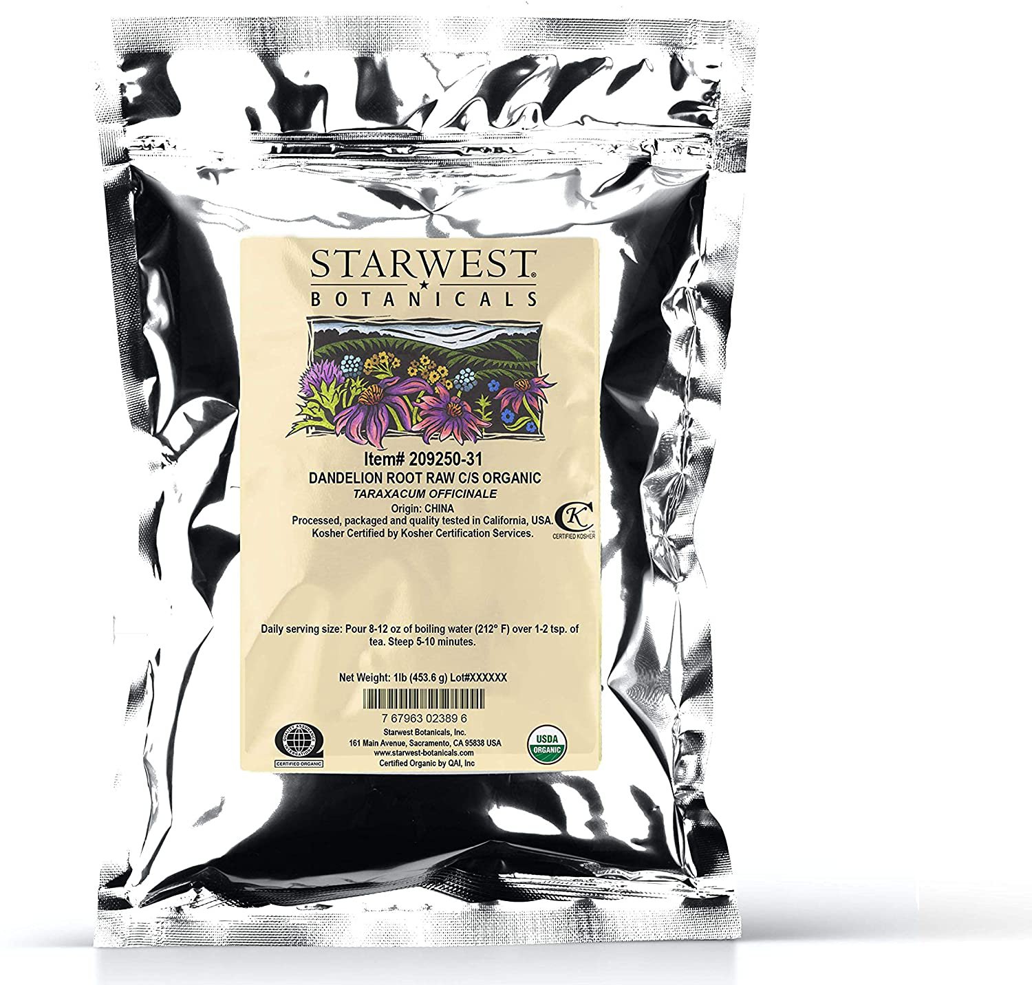 Starwest Botanicals Organic Dandelion Root Roasted Cut [1 Pound] Loose Tea