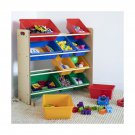 Natural/Primary Kids' Toy Storage Organizer with 12 Plastic Bins