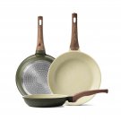 Induction Nonstick Cookware Set Marble Stone Frying Pan Skillets  Olive green