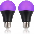 Led Black Light Bulb 2 Pack, 8W (60W Equivalent) A19 E26 Blacklight Bulb UVA UV LED