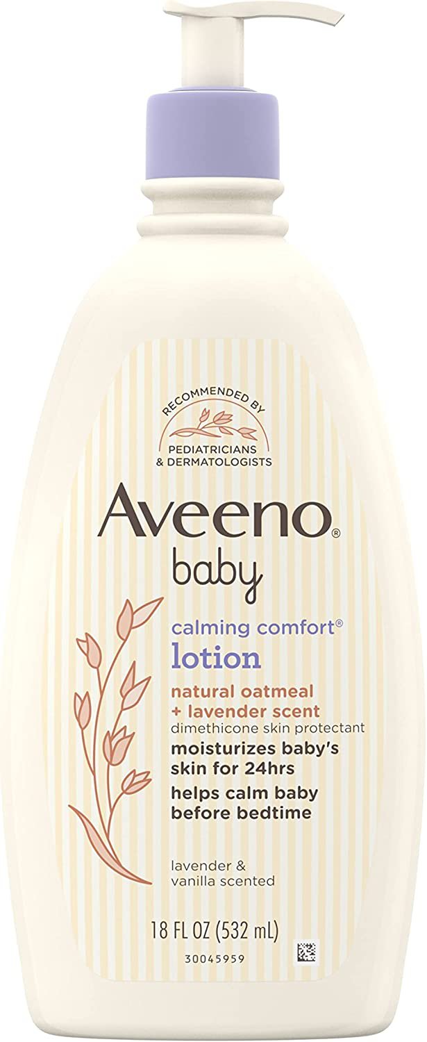 Aveeno Baby Calming Comfort Moisturizing Lotion with Lavender, Vanilla   Scents, Non-Greasy