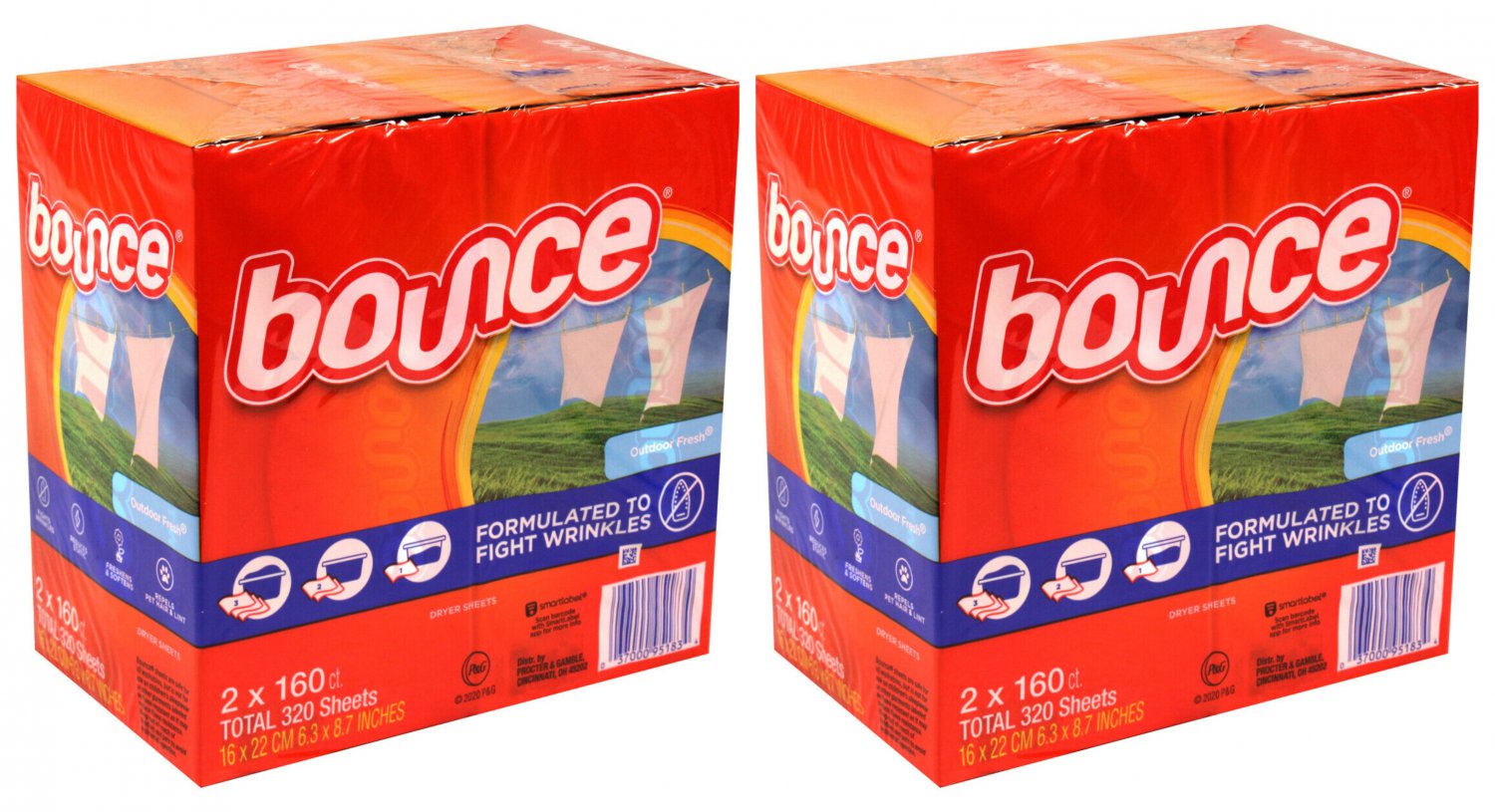 Bounce Fabric Softener Dryer Sheet Outdoor Fresh (4 X 160 Ct.) For HE ...