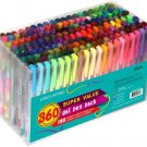Feela 360 Colors Gel Pens Set 180 Unique Gel Pen Plus 180 Refills for Coloring