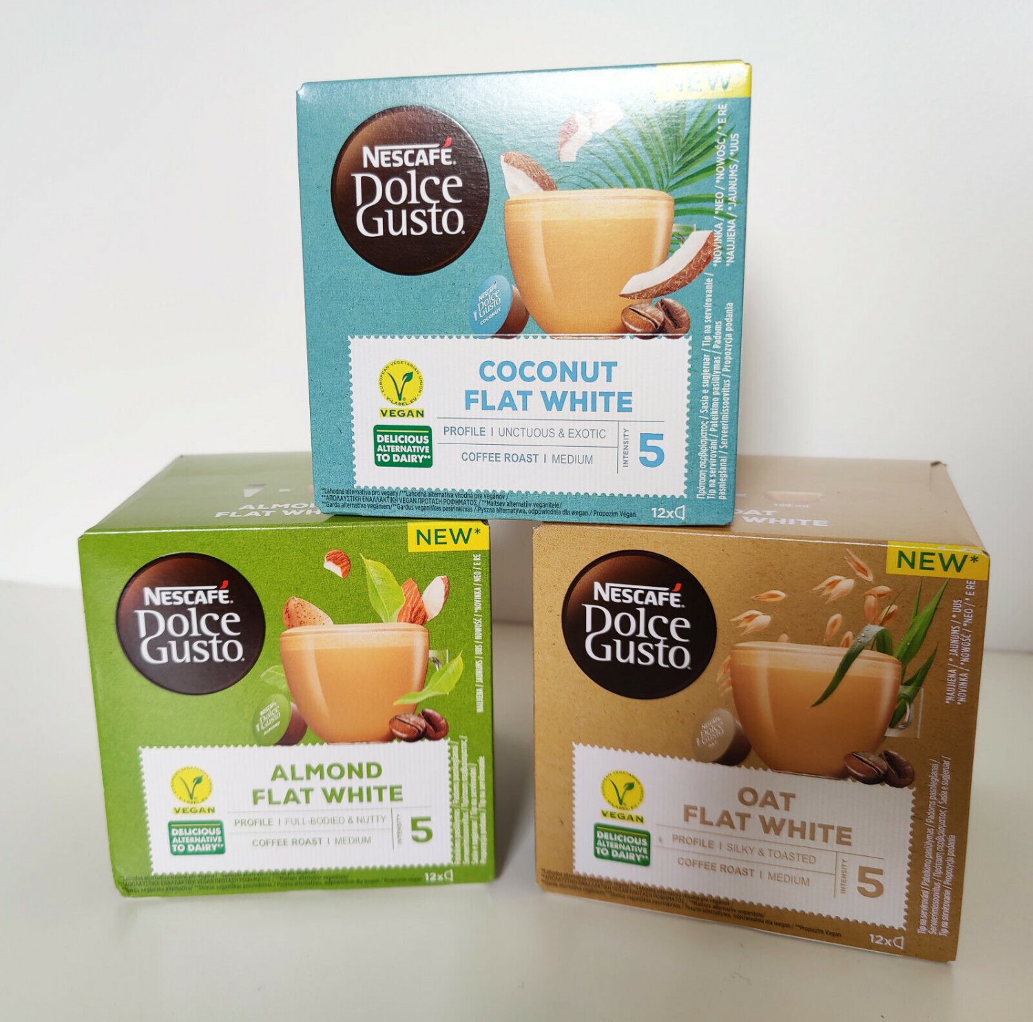 NESCAFE Dolce Gusto-Flat White-* Coconut* Almond *Oat*  Vegan Coffee Capsules 3 BOXES- From Germany