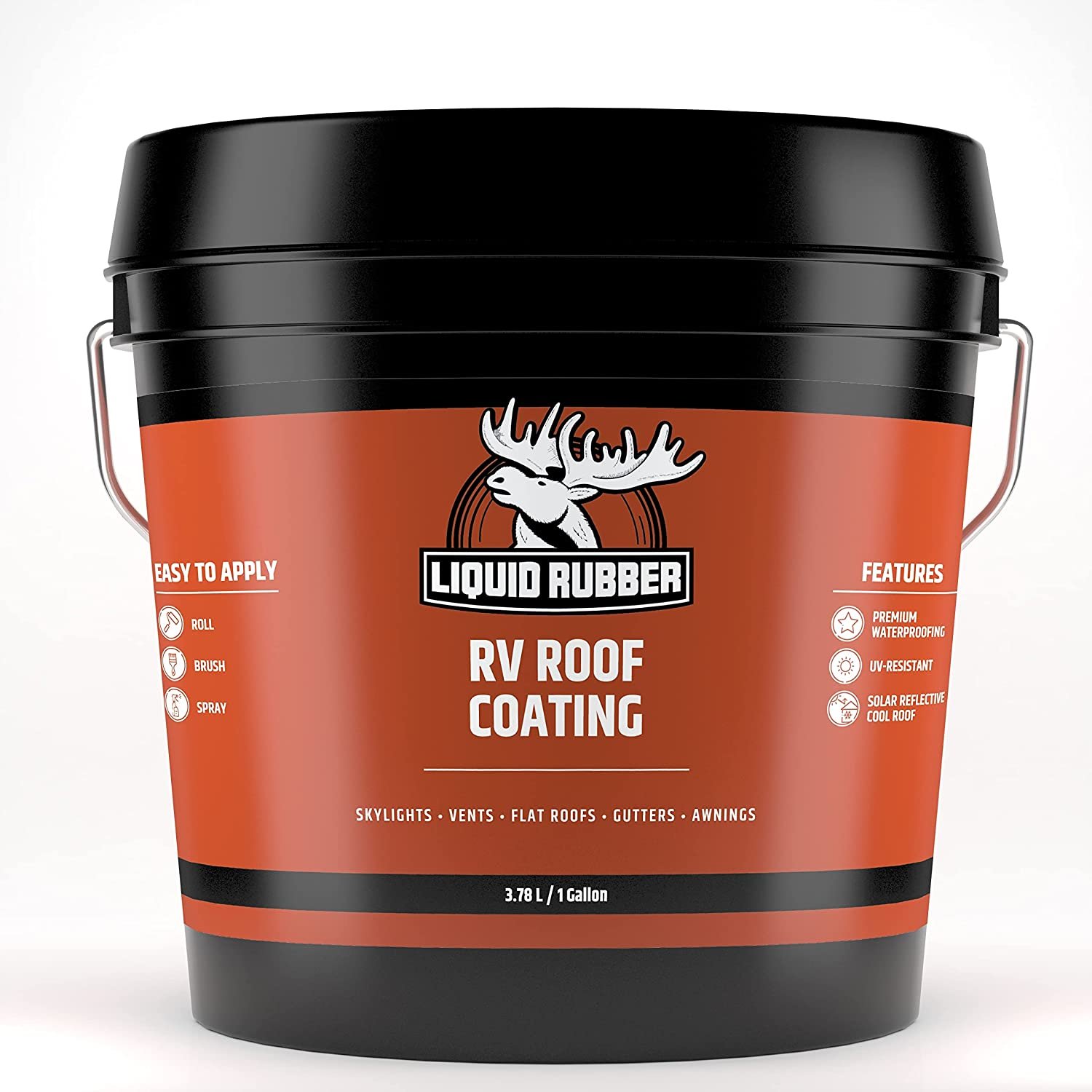 Liquid Rubber RV Roof Coating - Solar Reflective Sealant, Trailer and Camper Roof Repair, 1 gal