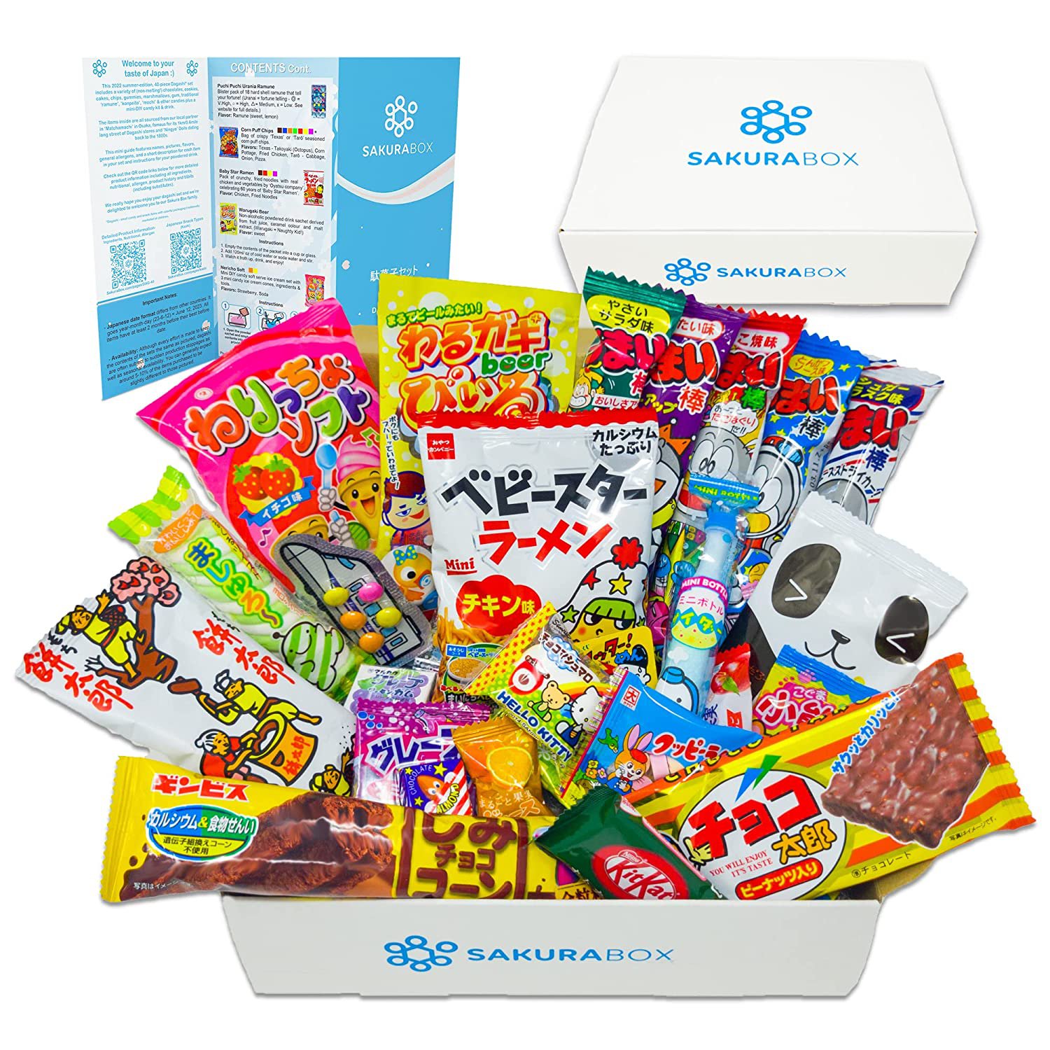 Sakura Box Japanese Snacks & Candy 50 Piece Dagashi Set Food Gift (Box)