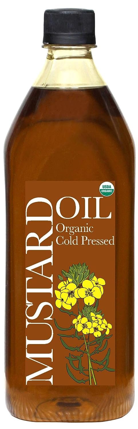 Organic Mustard Oil: COLD PRESSED 34 Oz (Pack of 1)Also used for hair oil, skin MASSAGE