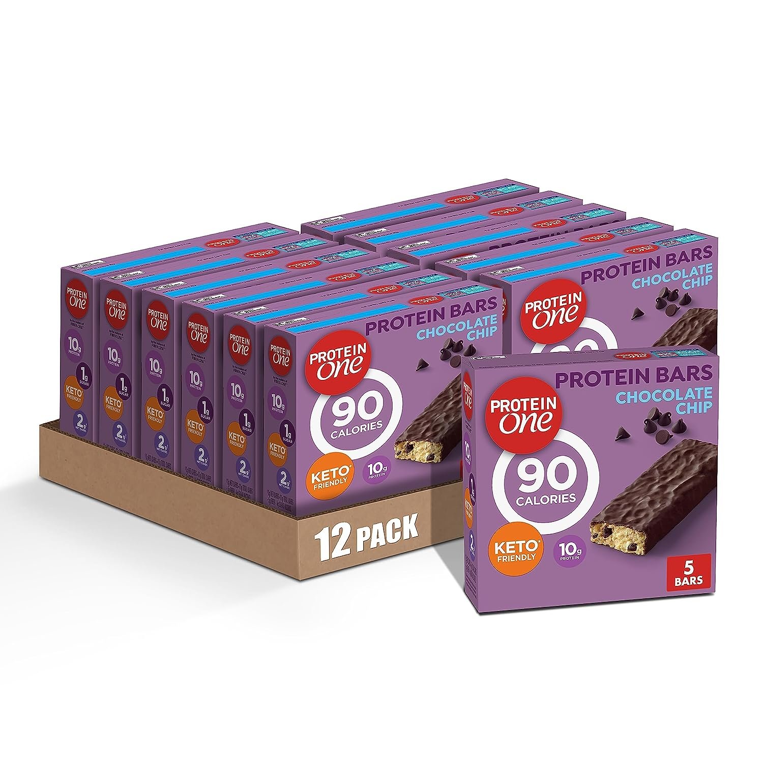 Protein One 90 Calorie Protein Bars,Chocolate Chip Pack of 12