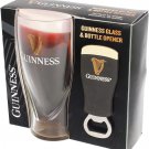 Official Guinness Embossed 450ml Glass and Bottle Opener -From Uk