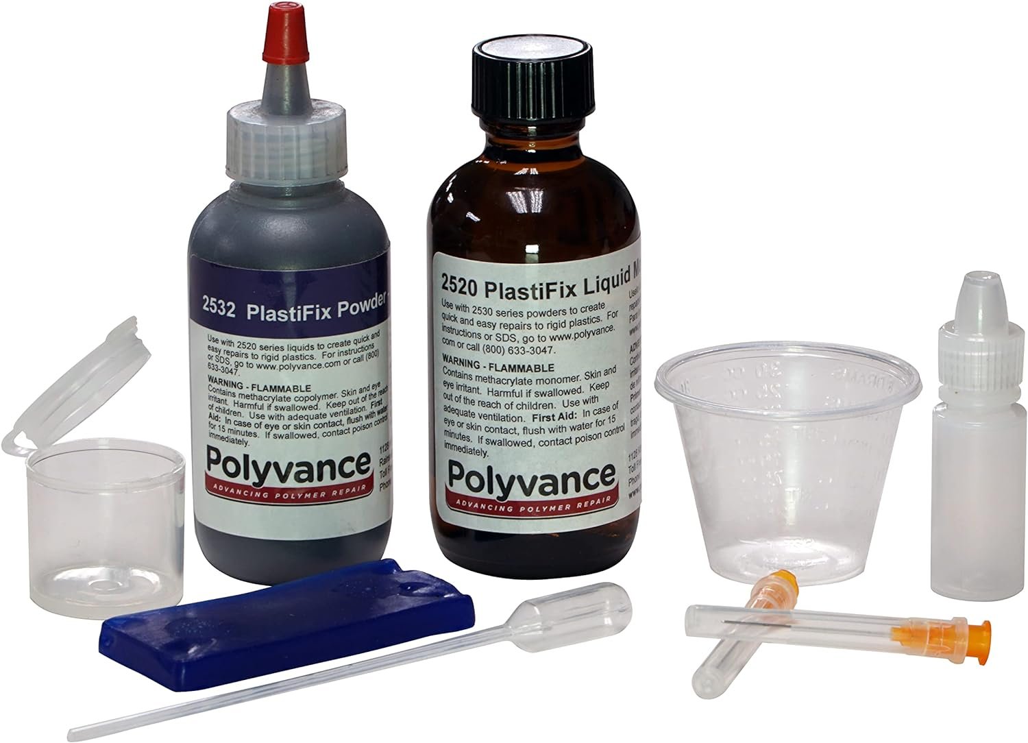Plastifix Kit Black White or Clear for  ABS, ASA, polycarbonate (PC), PVC, PET, SMC, and fiberglass
