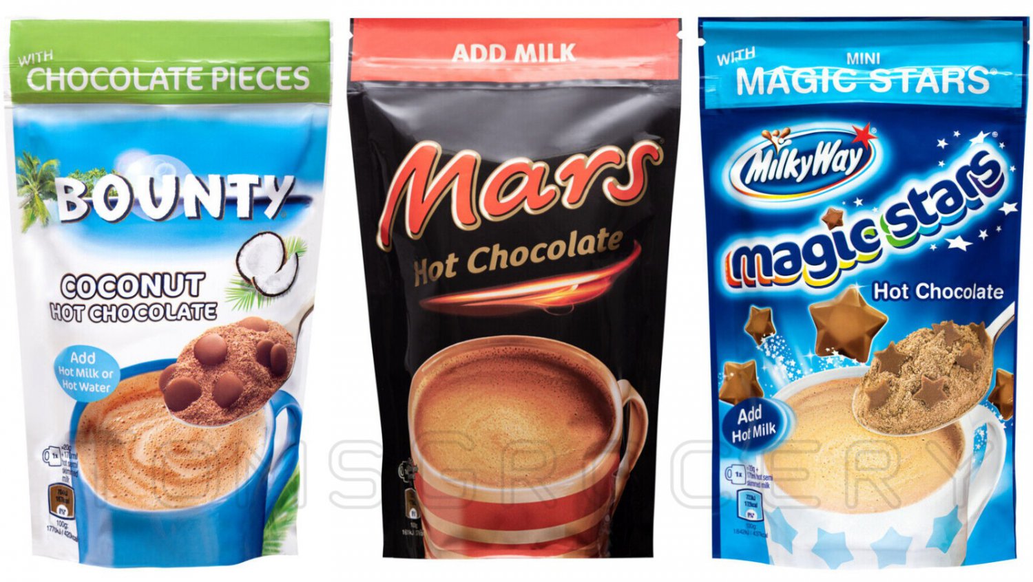 BOUNTY MILKY WAY MARS Hot Chocolate Powdered Drink (pack of 3) 140g - From Europa