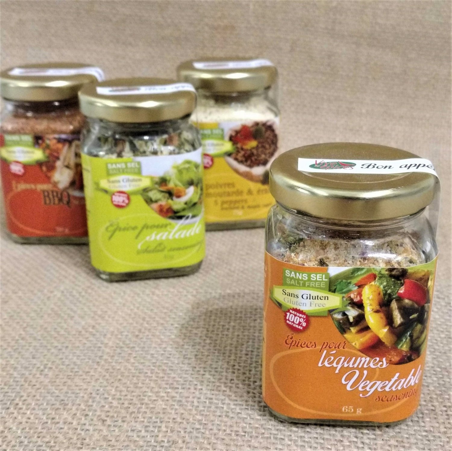Vegetable spices - Salt-free, gluten-free   Produced by Vives les spices Canada