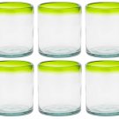 Amici Home Authentic Baja Mexican Handmade 12oz DOF Glasses, Set of 6 - Lime Rim
