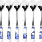 Spode Blue Italian Stainless Steel Teaspoons with Porcelain Handles, Set of 6 Spode Blue Italian Stainless Steel Teaspoons with Porcelain Handles, Set of 6