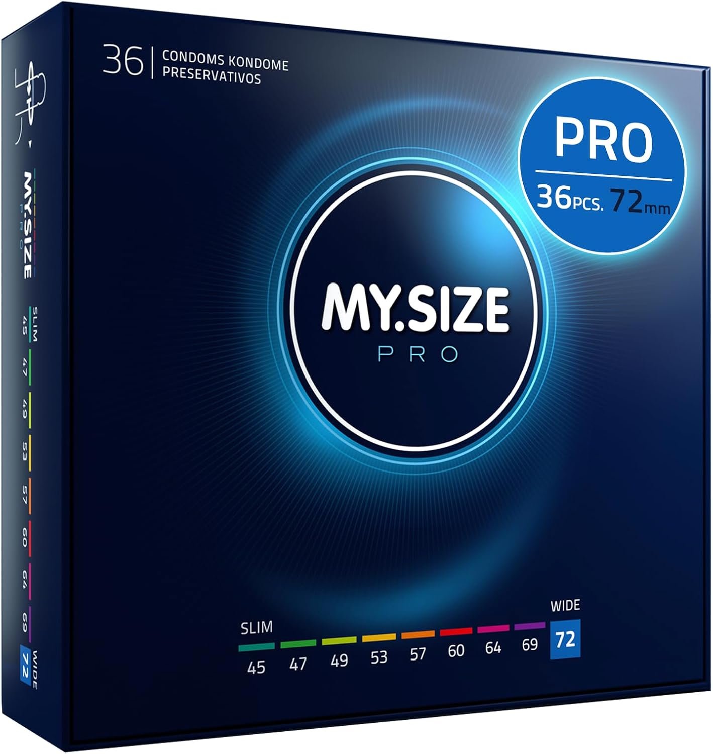 My Size PRO condoms 72 mm width * Natural feel Large Wide fit XXL condoms Box 36 -From Germany- azde