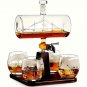1 Set Of Whiskey And Wine Decanter 1000ml/33.81 Ounces, Set Includes 4 Spherical Drinking Cups,
