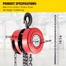 2 Ton   Red Iron Hand Chain Hoist, 7ft/2m Lift,