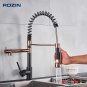 Rozin Black and Rose Golden Spring Pull Down Kitchen Sink Faucet  Hot & Cold Water Mixer Crane