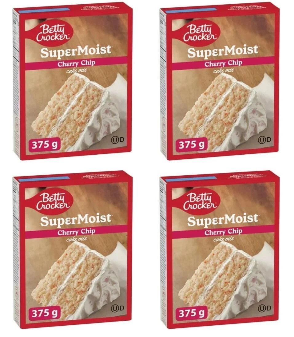 Betty Crocker Super Moist Cherry Chip Cake Mix 375g &acirc;�� 4 Box Pack | Baking Dessert Mix