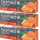 BIOMED Citrus Fresh Toothpaste 3 x 100g Fresh Breath & Healthy Gums Free Fluoride From EU