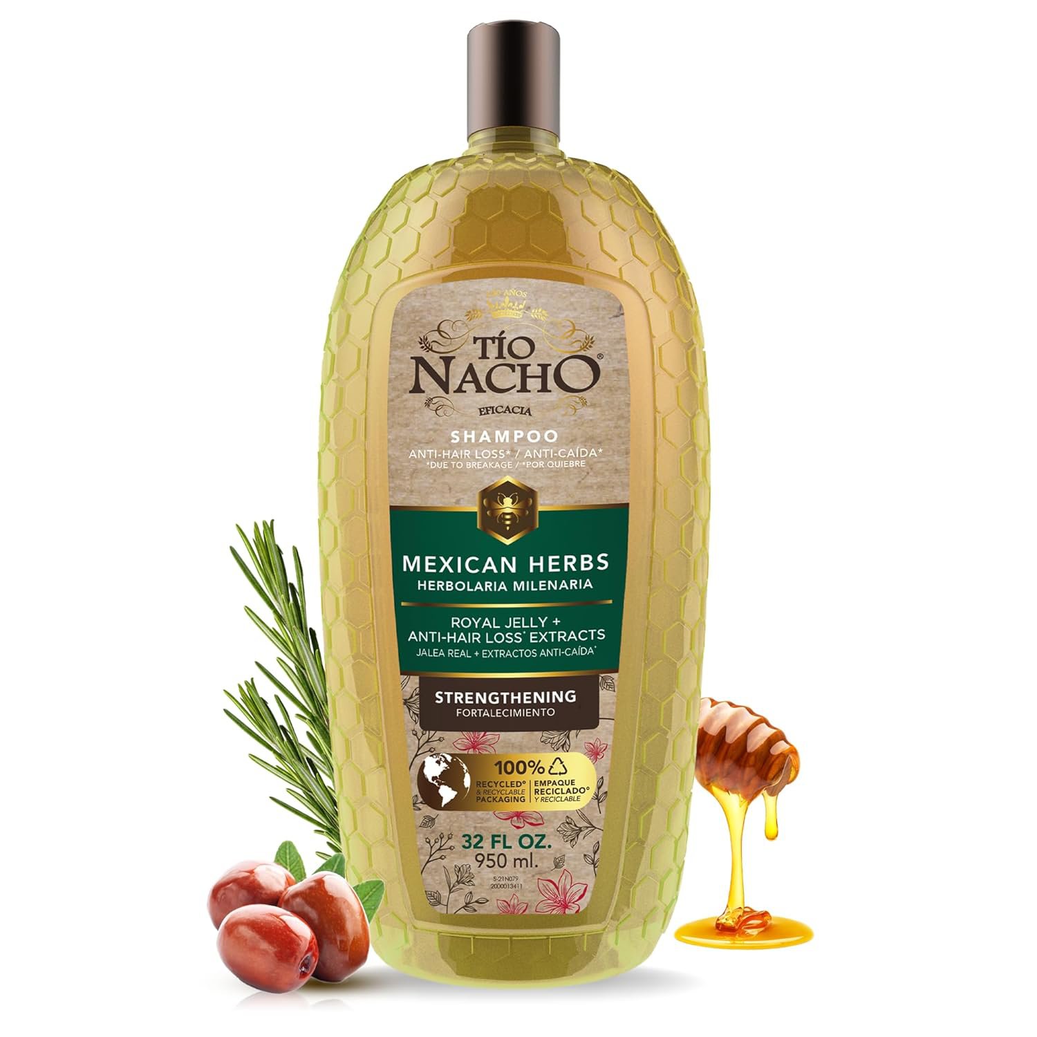 Tio Nacho Mexican Herbs Shampoo, Strengthening, Anti Hair Loss & Anti Breakage with Royal Jelly