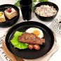 Black Dinnerware Set Made from Wheat Straw, Suitable for 4 Or 8 People.