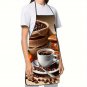 1pc Coffee-Themed Polyester Apron with Coffee Beans, Grinder, and Cup Design - Ideal for Home K