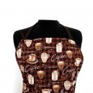 Apron, Full - Coffee Mugs - with pockets and long, brown ties Apron, Full - Coffee Mugs - with pockets and long, brown ties