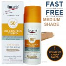 Eucerin Oil Control Tinted Sunscreen SPF50+ Medium Dry Touch Gel Cream Face Eucerin Oil Control Tinted Sunscreen SPF50+ Medium Dry Touch Gel Cream Face