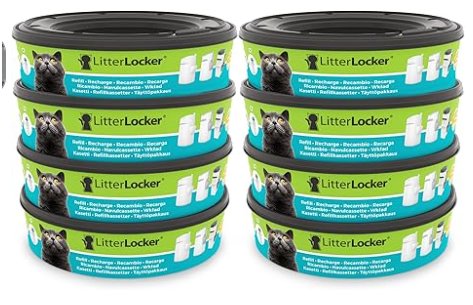 Litter Locker 2 Refill Cartridges 8 Pack Odor Lock Cat Litter Disposal Refills Long Lasting