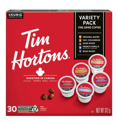 Tim Hortons Variety Pack K-Cup Coffee Pods 30 Count Single Serve Coffee