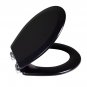 Black Round Soft Close Wooden Toilet Seat Durable Rust Resistant Easy Clean