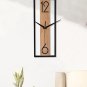 Modern Rectangular Wood Grain Wall Clock Silent Non-Ticking Home Office Decor