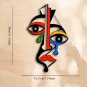 Picasso-Inspired Metal Wall Art Colorful Cubist Face Modern Living Room Decor