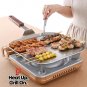 Stainless Steel Square Griddle Pan/Plate with Wooden Handle, 3-Ply Constructi