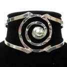 Silver Hammered Spiral Cuff Bracelet